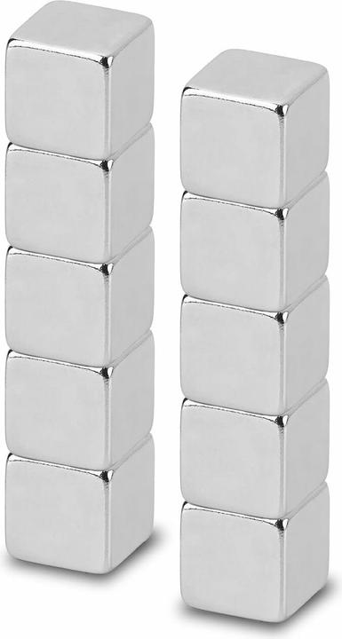 Actual product image Maul Neodymium cube magnet, 7 mm, adhesive force: 1.6 kg, silver (10x)