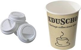 Produktbild Eduscho Hartpapier-Kaffeebecher "To Go", 0,2 l einwandiger Heissgetränkebecher, mit pflanzenbasierter
