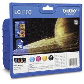 Brother, Druckerpatrone, LC-1100VB1P - 1 - Schwarz, Gelb, Cyan, Magenta (M, BK, Y, C)