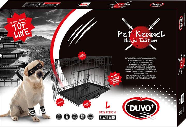 Immagine prodotto EBI Gabbia metallica Duvo+ Ninja Edition con porta scorrevole (Cane, Riflettori, Pieghevole)