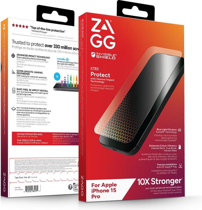Produktbild Zagg Invisibleshield Glass Xtr3 Am E (1 Stück, Apple iPhone 15 Pro)