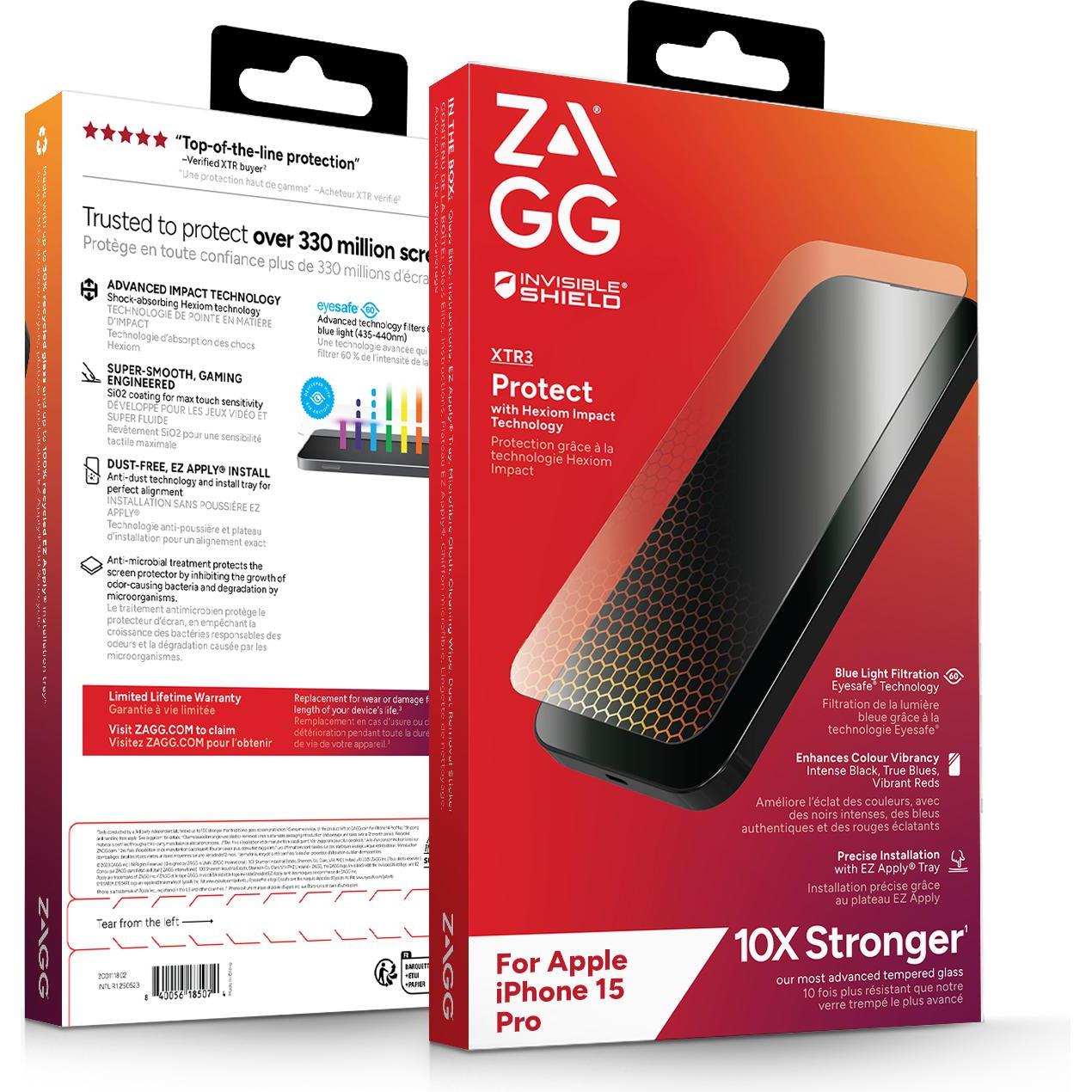 Thumbnail - Zagg Invisibleshield Glass Xtr3 Am E (1 Stück, Apple iPhone 15 Pro), Smartphone Schutzfolie, Transparent