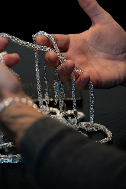 Produktbild Luxxos Königskette 4 x 4 mm aus 925 Sterling Silber (925 Sterling Silber, 55 cm)