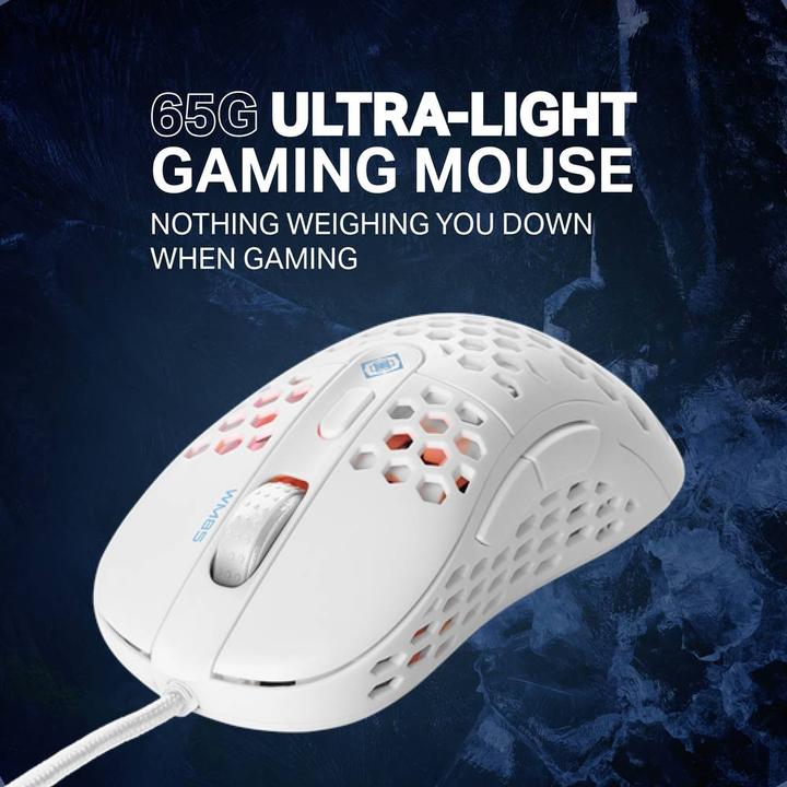 Image du produit Deltaco GAMING White LINE 65g poids, 400-6400 DPI, 1000 Hz, blanc (Filaire)
