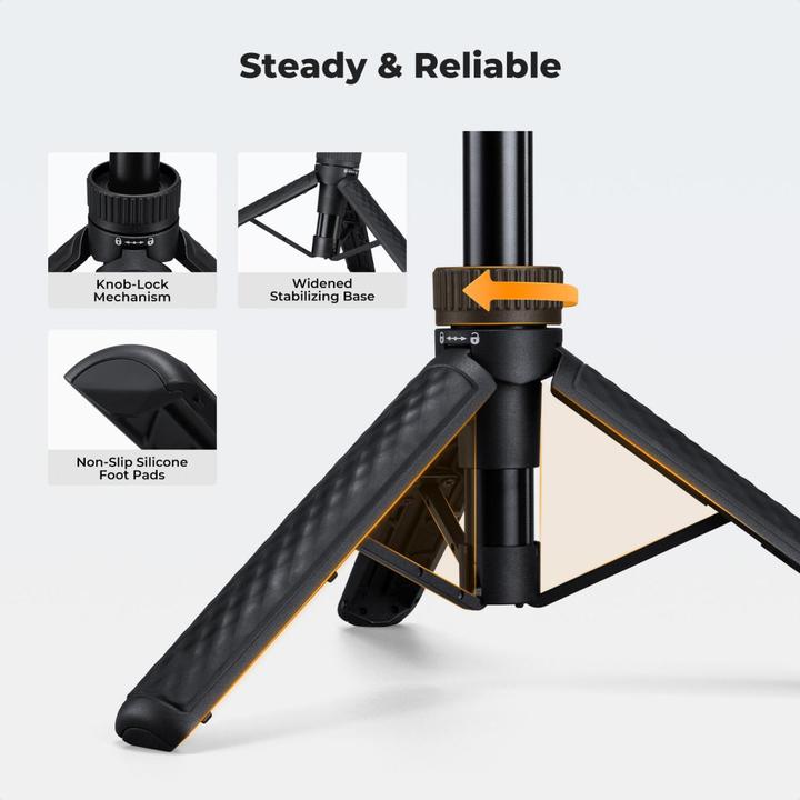 Image du produit K&F Concept MS-62 65cm Selfie Stick (Mid Size), Phone Holder, Action Cam. Adapter, 1/4"-20 Screw