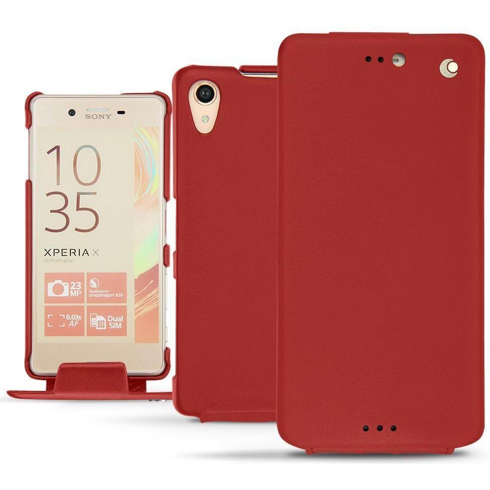 Noreve Lederschutzhülle vertikal (Sony Xperia X Performance), Smartphone Hülle, Rot