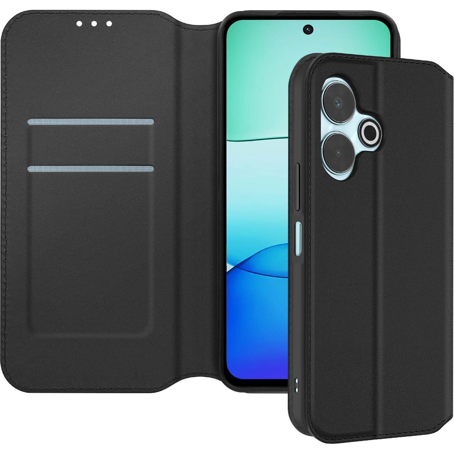 Avizar Klappetui für Redmi 13 4G mit Kartenhalter und Video-Unterstützung (Xiaomi Redmi 13), Smartphone Hülle, Schwarz