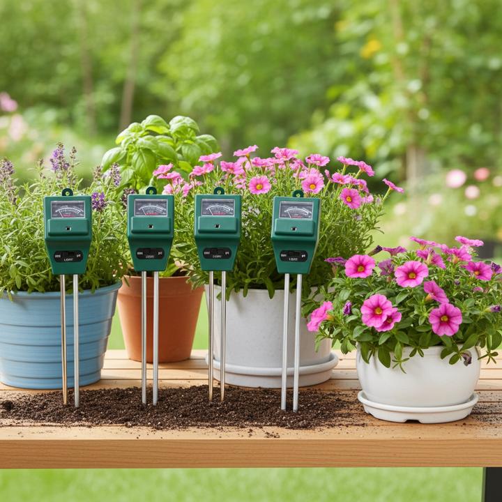 Casativo Set di 4 misuratori di terreno per piante 3in1, tester per il terreno