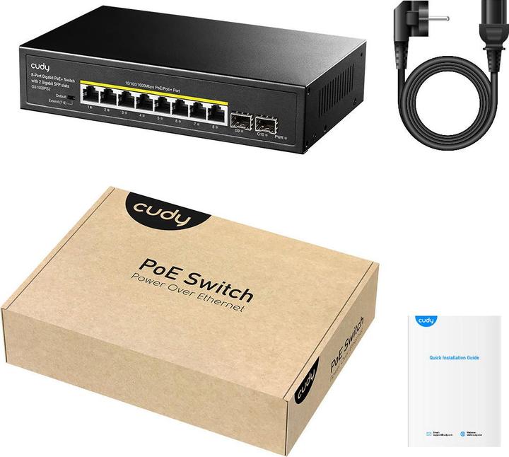 Produktbild Cudy Komutatorischer GS1008PS2 8 xGE PoE + 120 W 2 xSFP (10 Ports)
