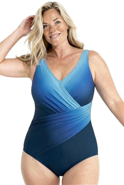 Actual product image Ulla Popken Gradient Wrap Loop One Piece Swimsuit (54)