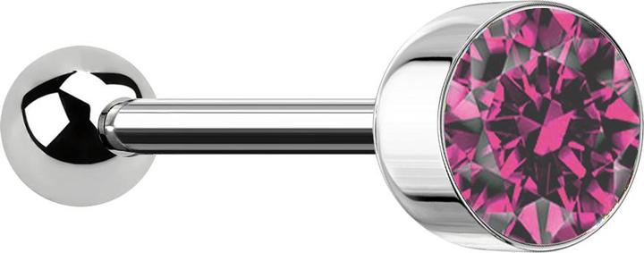 Immagine prodotto Star Piercing Barbell silber mit Kugel und Kugelzylinder Kristall pink (senza ottone, Acciaio chirurgico 316L)