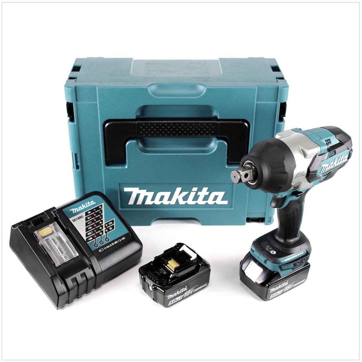 Thumbnail - Makita, Bohrmaschine + Akkuschrauber, DTW 1001 RTJ Akku Schlagschrauber 18V 3/4" 1050Nm Brushless + 2x Akku 5,0Ah + Lade...