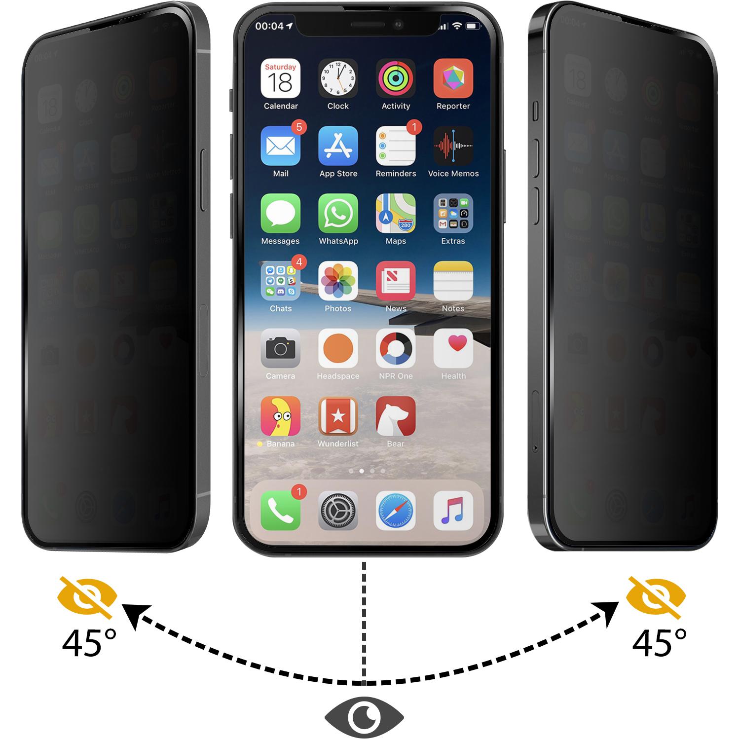 Thumbnail - Muvit Panzerglas, Glas Schutzfolie mit Blickschutz (1 Stück, Apple iPhone 13 Pro Max), Smartphone Schutzfolie, Transpare...