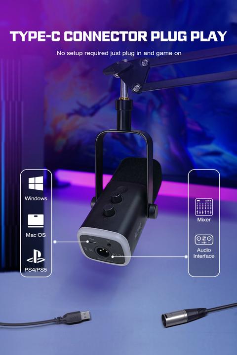 Produktbild Fifine AM8T Kondenser Mikrofon 3.5mm inkl. Mikrofonarm