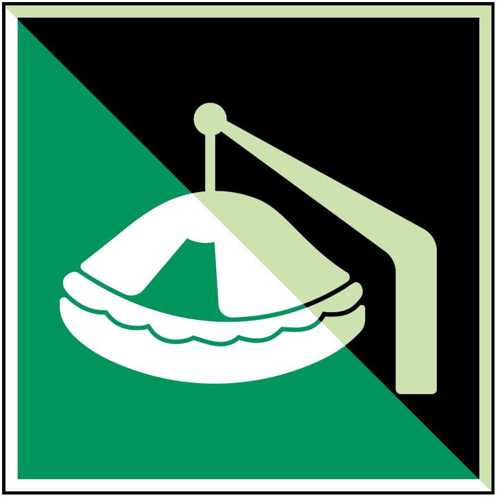 Actual product image Brady ISO safety sign - liferaft for davit crane