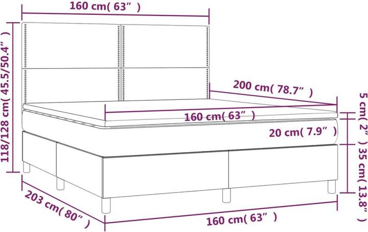 Produktbild vidaXL Boxspringbett (160 x 200 cm)