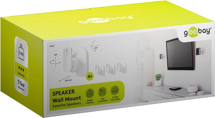 Actual product image Goobay Lautsprecher Wandhalterung universal (Wall installation, Pivoting, Tiltable)