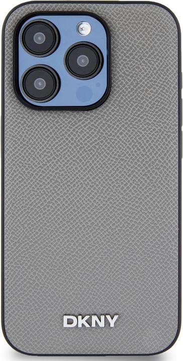 Actual product image DKNY PU Leather Silver Metal Logo Magsafe Case for iPhone 15 Pro Max Grey (Apple iPhone 15 Pro Max)