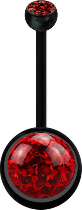 Image du produit Star Piercing Banane schwarz mit Kugel Kristall rot und Kugel Kristall rot Epoxy Schutzschicht (Bioflex, sans laiton)