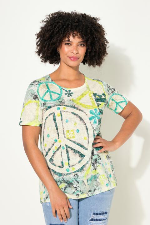 Image du produit Angel of Style T-shirt imprimé Peace, col rond et manches courtes (48)