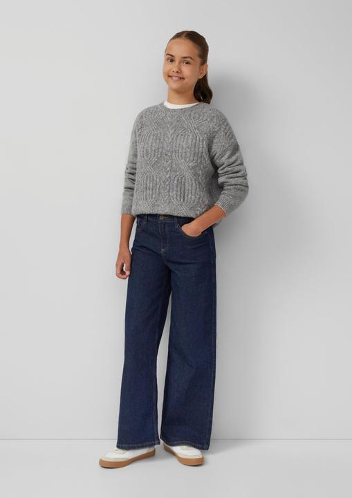 Produktbild s.Oliver Strickpullover Kurzer Strickpullover im Loose Fit mit Zopfmuster (146, 152)