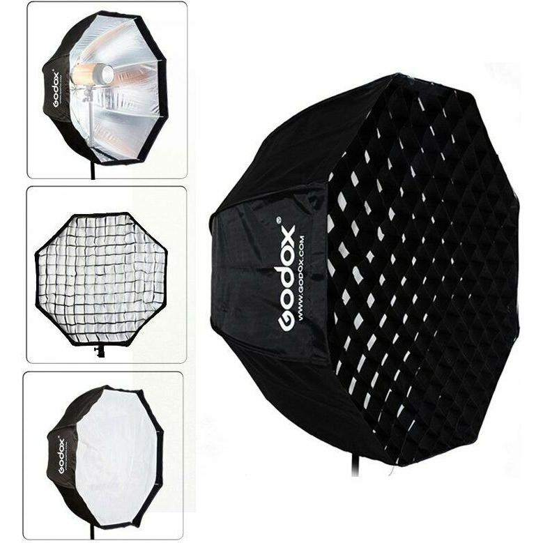 Godox Softbox met Paraplu Aansluiting 120cm+ Grid, Softbox + Reflektor