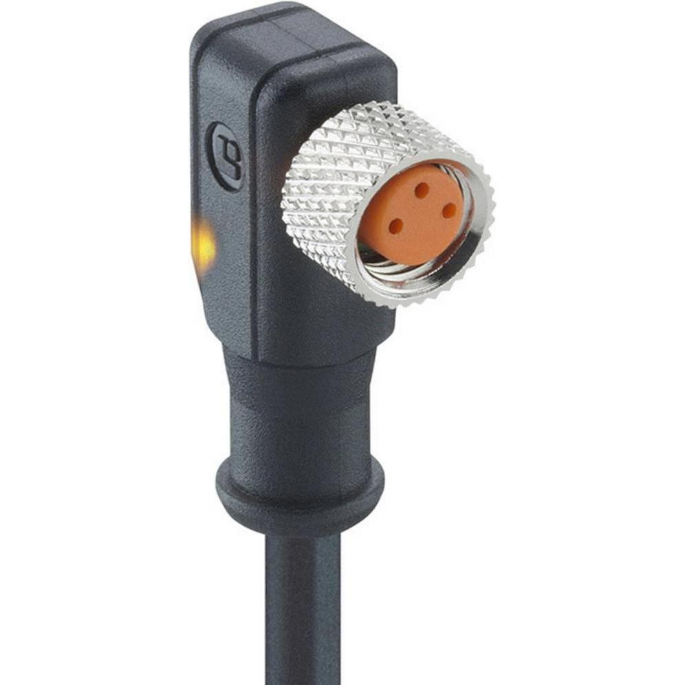 Lutronic 1117 Sensor-/Aktor-Steckverbinder, konfektioniert M8 Kupplung, gewinkel, Elektronikkabel + Stecker, Schwarz