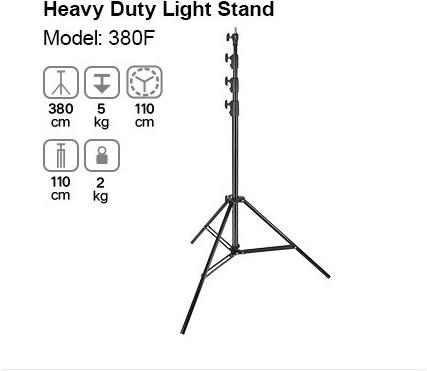Actual product image Godox 380F Heavy Duty Light Stand (380 cm, 5 kg)