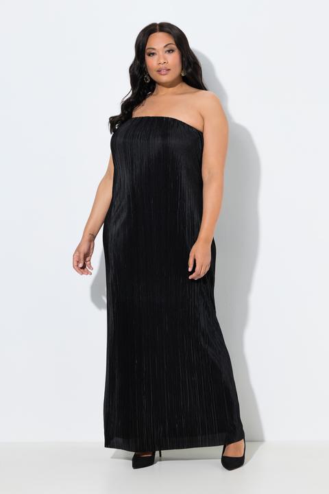 Produktbild Ulla Popken Plissee-Maxikleid, elastischer Ausschnitt, schulterfrei (54)