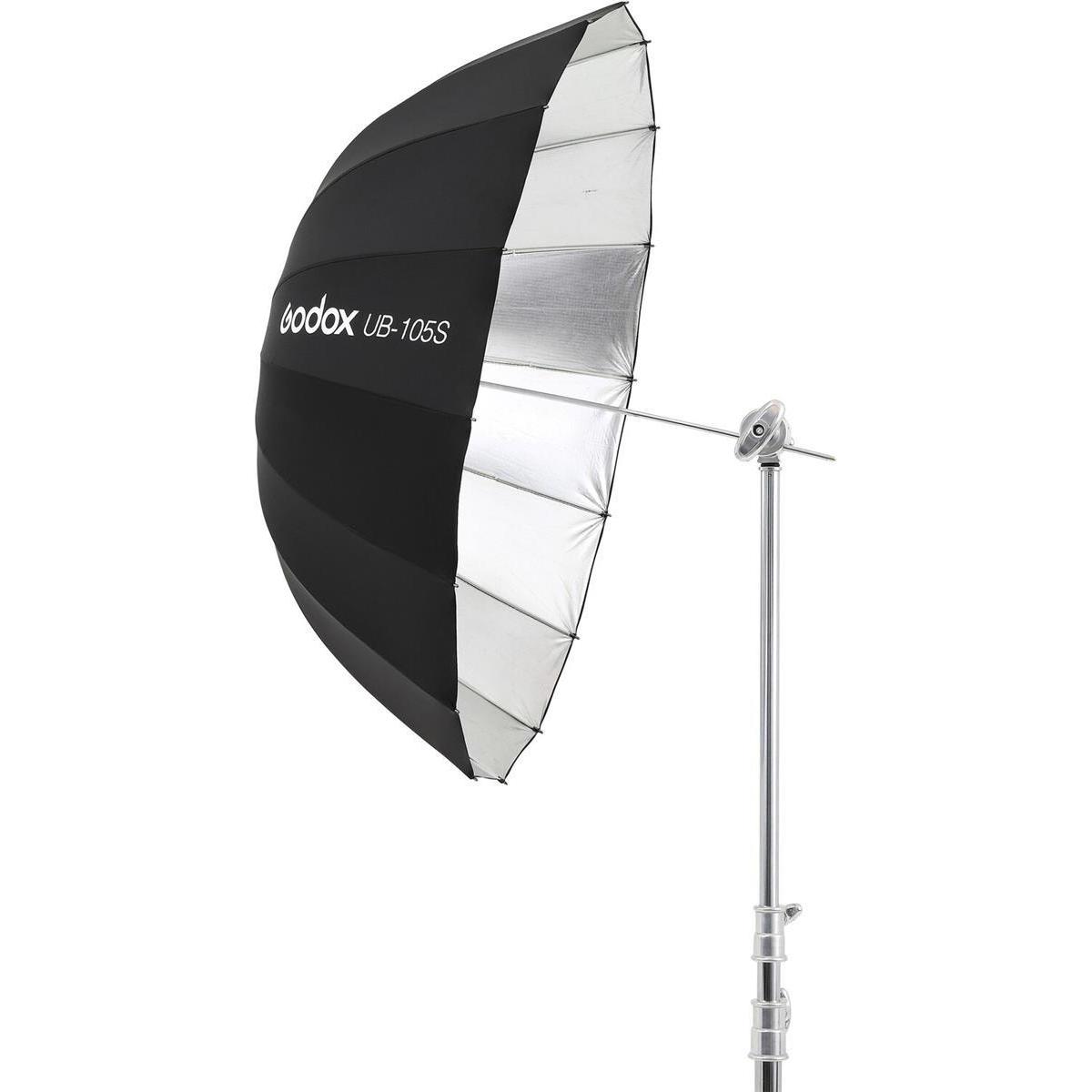 Godox 105cm Parabolische Paraplu Zwart & Zilver (Parabole Softbox), Softbox + Reflektor
