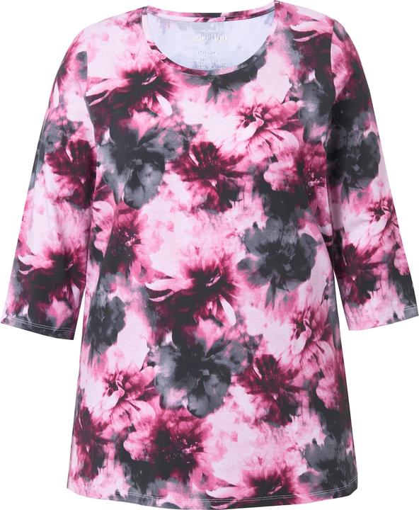 Immagine prodotto Ulla Popken Maglia in cotone Pima con fiori, scollo a girocollo e maniche a 3/4 (54)