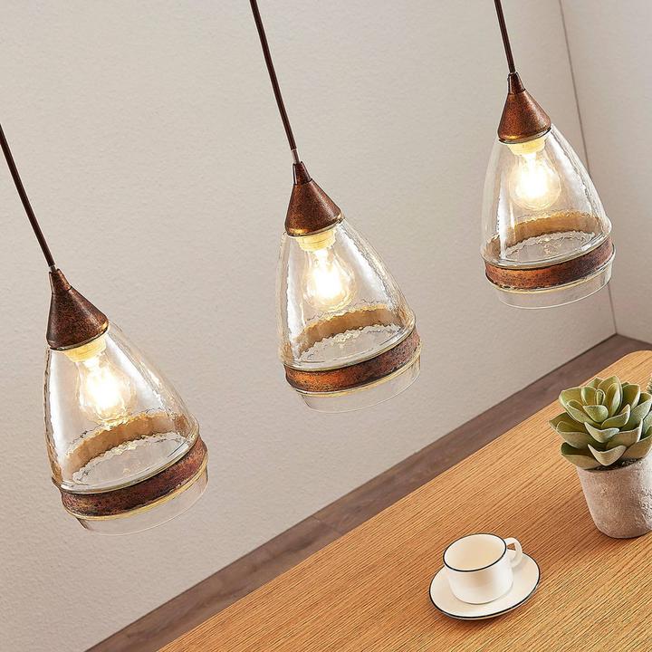 Produktbild Lindby Millina 3 Pendelleuchte Rust/Clear (E27)