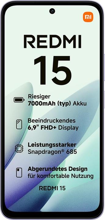 Actual product image Xiaomi Redmi 15 4G (256 GB, Sandy Purple, 6.90", Hybrid Dual SIM, 4G)