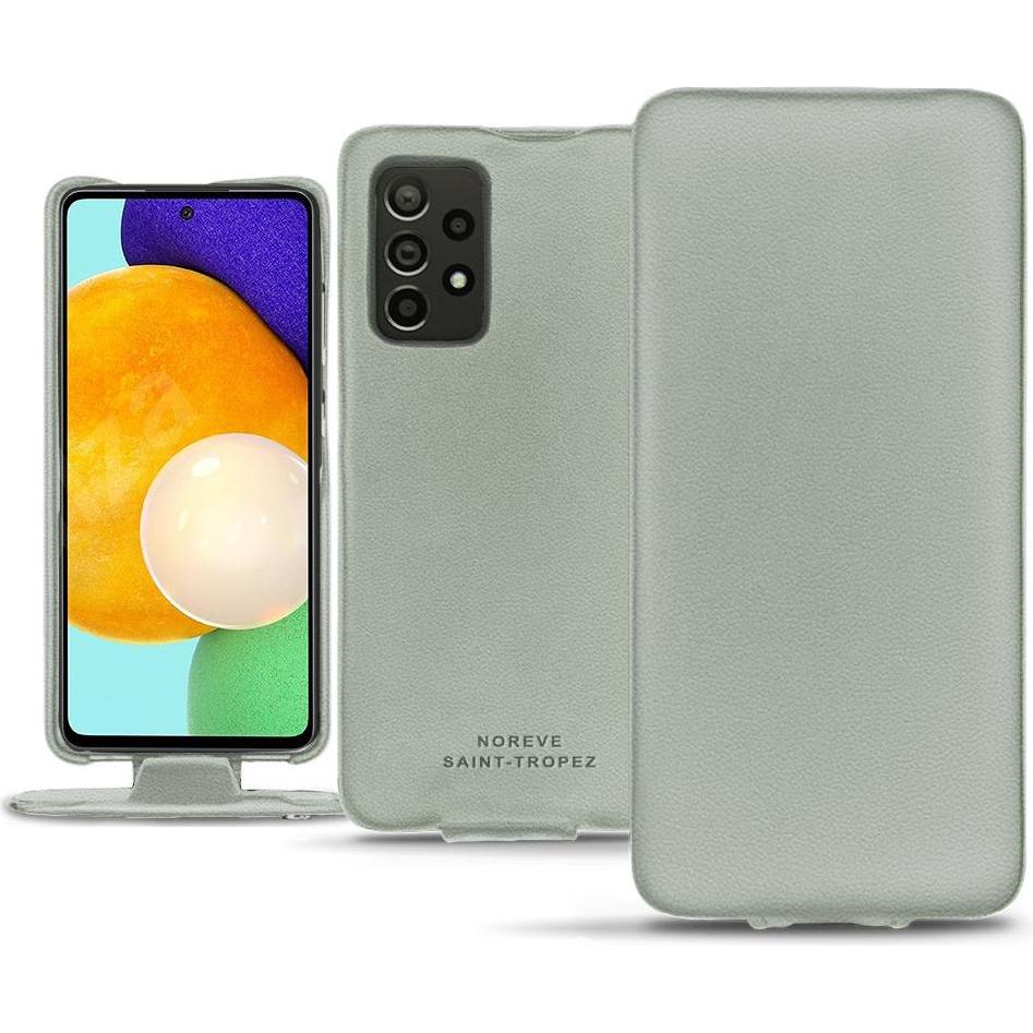 Noreve Lederschutzhülle vertikal (Samsung Galaxy A52), Smartphone Hülle, Grau