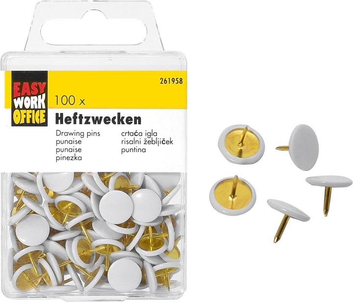 Produktbild Easy Work Heftzwecken weiss 100 Stück (12 Stück, 88 mm)