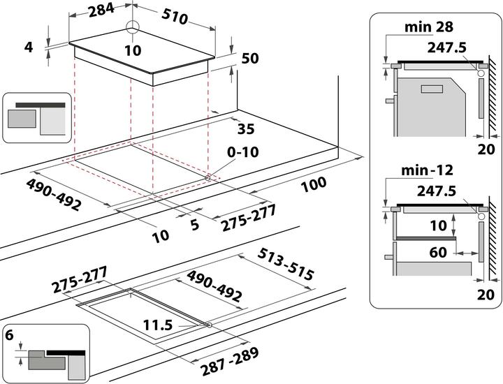 Image du produit Whirlpool WS Q0530 NE, Noir, Intégré, 28 cm, table de cuisson à induction, vitrocéramique, 2 zone(s)