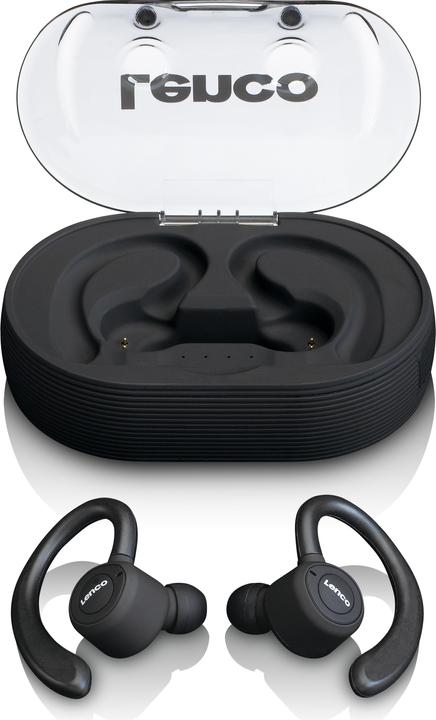 Immagine prodotto Lenco Auricolare stereo B 460BK Bluetooth® Sport, gancio per le orecchie, resistente al sudore (60 h, Senza fili)
