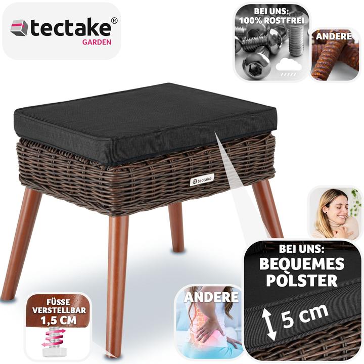 Produktbild tectake Rattan Fussbank Vibo 150kg
