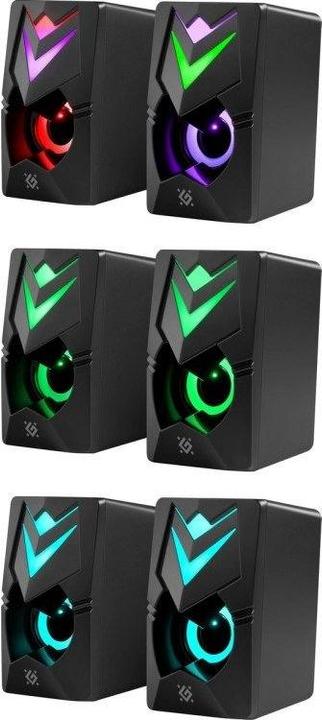 Actual product image Defender GLOSNIKI PC J4 2.0 6W LED USB CZARNE 65964