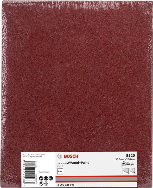 Immagine prodotto Bosch Professional Zubehör Foglio abrasivo C420 SfWP, 230 x 280 mm, G120 (120)