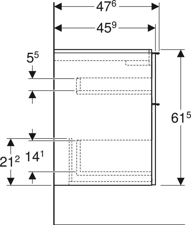 Produktbild Geberit iCon wastafelonderkast 118.4x61.5x47.6cm 2 lades met softclose Spaanplaat Noten (118.5 x 47.5 x 61.5 cm)