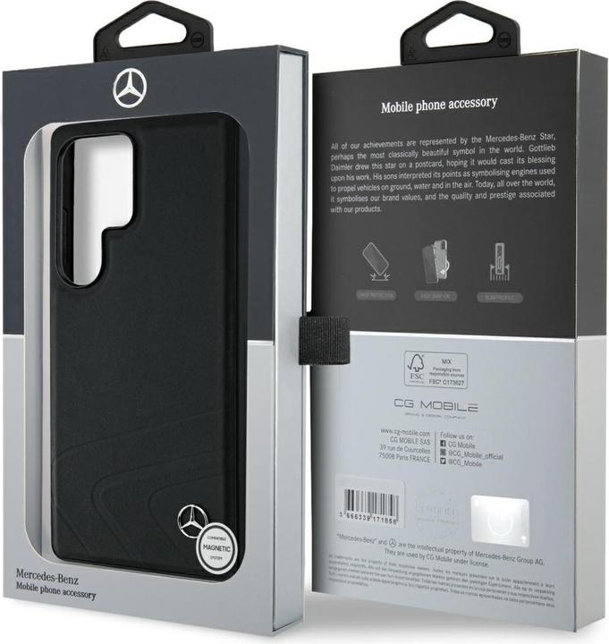 Image du produit Mercedes Leather Horizontal Debossed Curves MagSafe Case for Samsung Galaxy S25 Ultra - Black (Samsung Galaxy S25 Ultra)