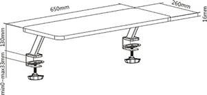 Image du produit Wp Support de moniteur, fixé au plateau de table, noir, métal
