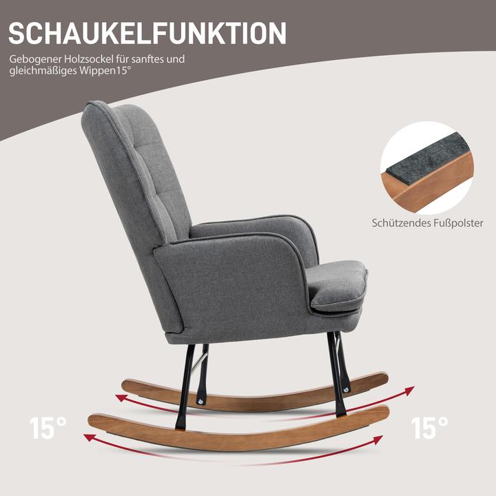 Image du produit Homcom Schaukelstuhl mit Hocker Polyester, Schaumstoff Dunkelgrau