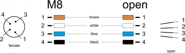 Actual product image Delock M8 4 pin socket for panel with open cables A-coded