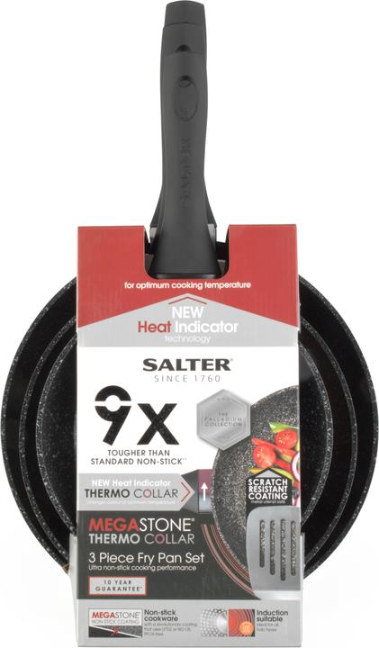 Immagine prodotto Salter BW11459BRMFOB Megastone Thermo Collar 3-Piece Frying Pan Set - 20/24/28cm (Set di pentole e padelle da cucina, Alluminio)