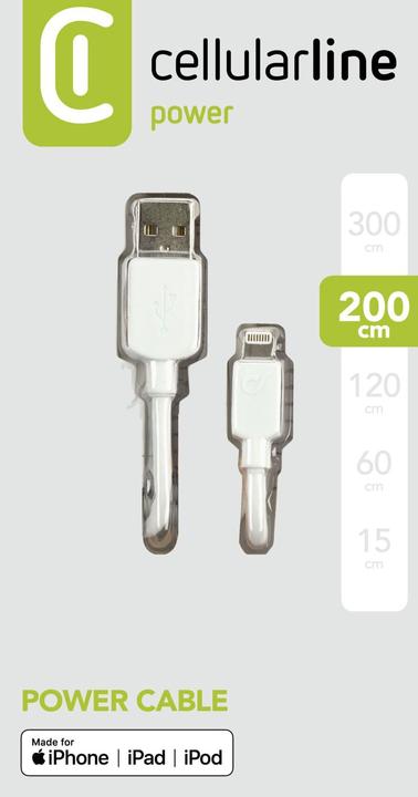Actual product image Cellularline USB A — Lightning (2 m, USB 2.0)