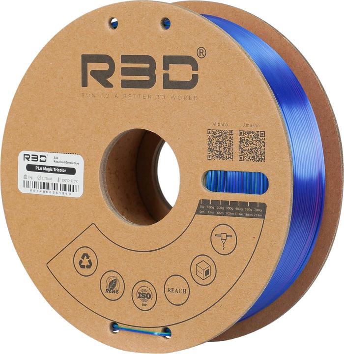 Immagine prodotto R3D eSilk Mystic-PLA Rosa Rosso-Verde-Blu Filamento 1,75mm 1Kg (PLA, 1.75 mm, 1000 g)