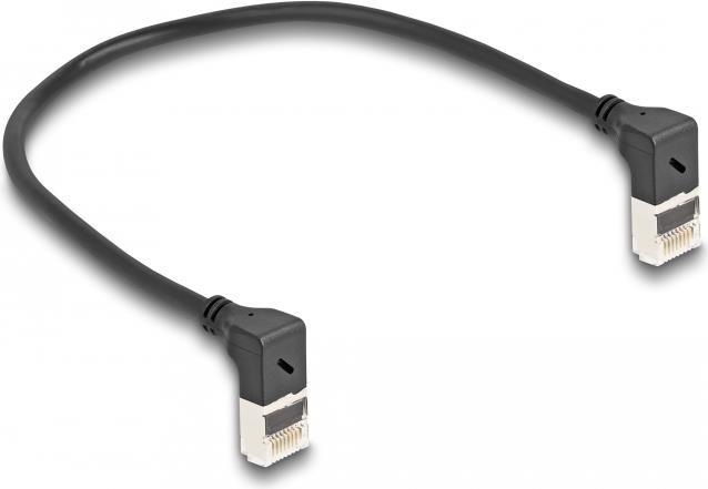 Produktbild Delock RJ45 Netzwerkkabel Cat.6A S/FTP Slim 90° unten / unte (S/FTP, CAT6a, 0.25 m)