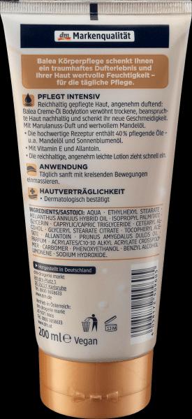 Actual product image dm Balea Cream oil body lotion almond oil (Body cream, Body oil, 200 ml)
